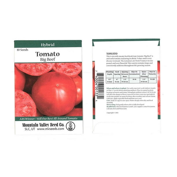 Tomato Garden Seeds Big Beef Hybrid 10 Seed Packet NonGMO
