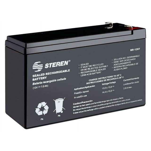 Batería Recargable BR-1207 Steren Sellada de Ácido-Plomo 12V 7Ah