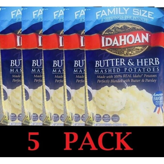 5x Idahoan Butter & Herb Mashed Potatoes 8 oz FAMILY SIZE Packet - 5 PACK