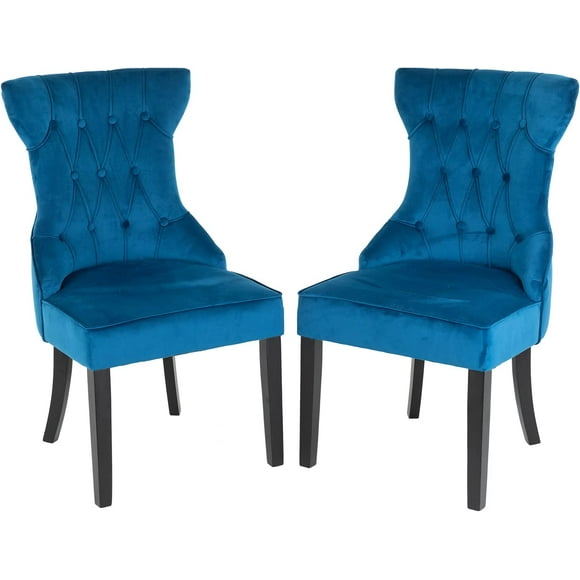Dining Chairs Dining Room Chair Kitchen Chair of 2 Dining Metal Side Chairs Solid Wood Modern Tufted Upholstered Arm Side Chairs Set of 2 for Home Kitchen Bedroom Living Room,Blue