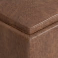 thumbnail image 4 of Avalon 35 inch Wide Contemporary Square Coffee Table Storage Ottoman in Distressed Umber Brown Vegan Leather, 4 of 9