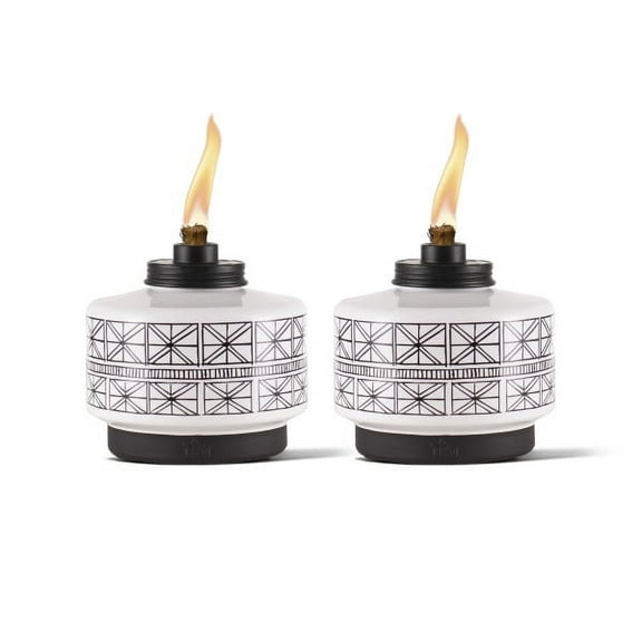 TIKI® Brand 2-Pack 6 Inch Table Torch Glass Black and White