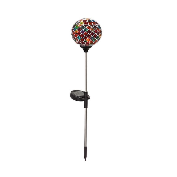Evergreen 22"H Solar Mosaic Globe Garden Stakes, Rainbow Garden and Yard Decor