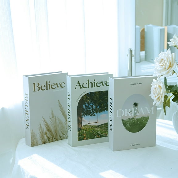 Luyseyha 3 Pcs Decorative Books for Home Decor, Fake Faux Books for Coffee Table Books Set, Bookshelf, Bedroom, Living Room Decoration (Black and White)
