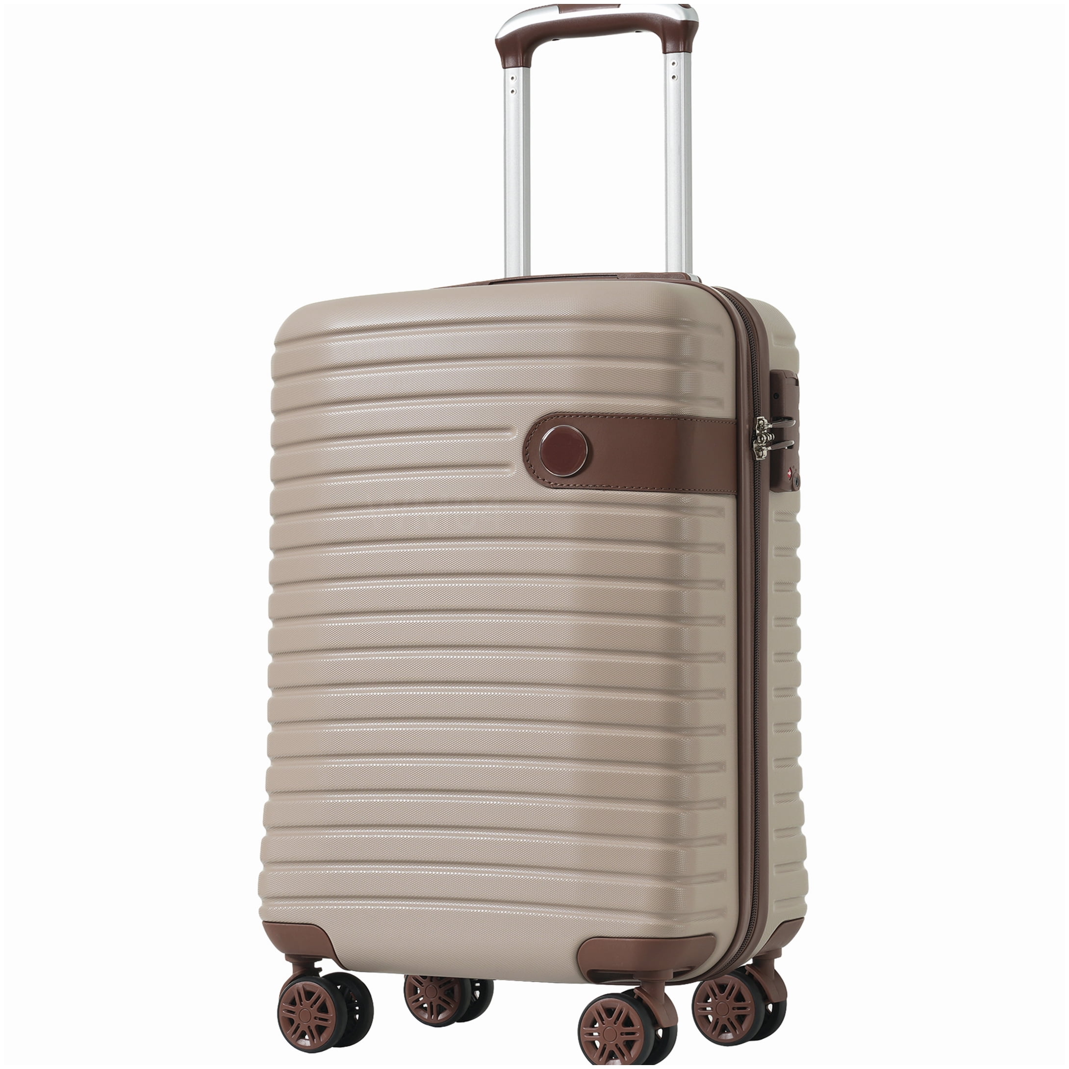 Lightweight ABS Hardshell 3 Piece Luggage Set with Spinner Wheels, TSA Lock, Carry On Compliant Suitcase, Weekender, Khaki