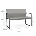 thumbnail image 2 of Lesro Gansett Steel and Fabric Waiting Room Guest Reception Loveseat in Charcoal/Gray Flannel, 2 of 5