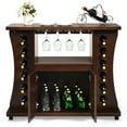 thumbnail image 4 of Gymax Rolling Buffet Sideboard Wooden Bar Storage Cabinet w/ Wine Rack & Glass Holder, 4 of 10