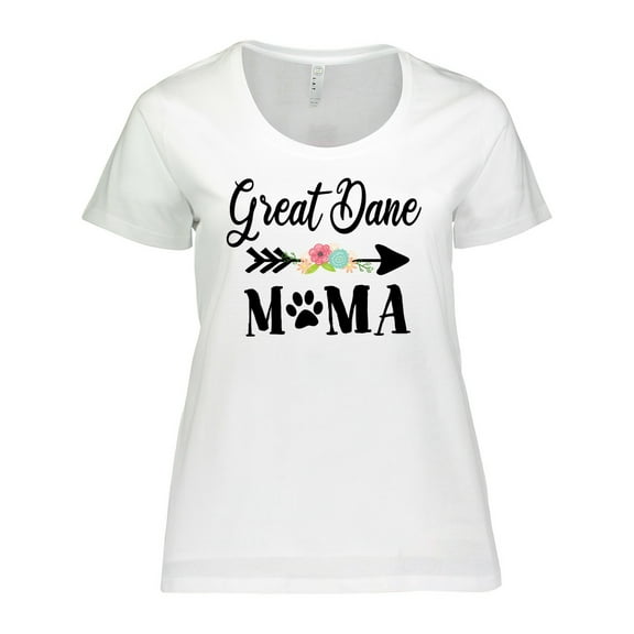 Inktastic Great Dane Mama with Flowers and Arrow Women's Plus Size T-Shirt