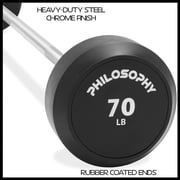Philosophy Gym Rubber Fixed Barbell, 70 LB Pre-Loaded Weight Straight Bar for Strength Training & Weightlifting