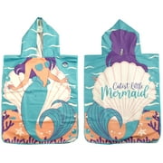 MinxNY Kids Hooded Microfiber Poncho Beach Towel Cover-up with UV Sensor - Magical Mermaid
