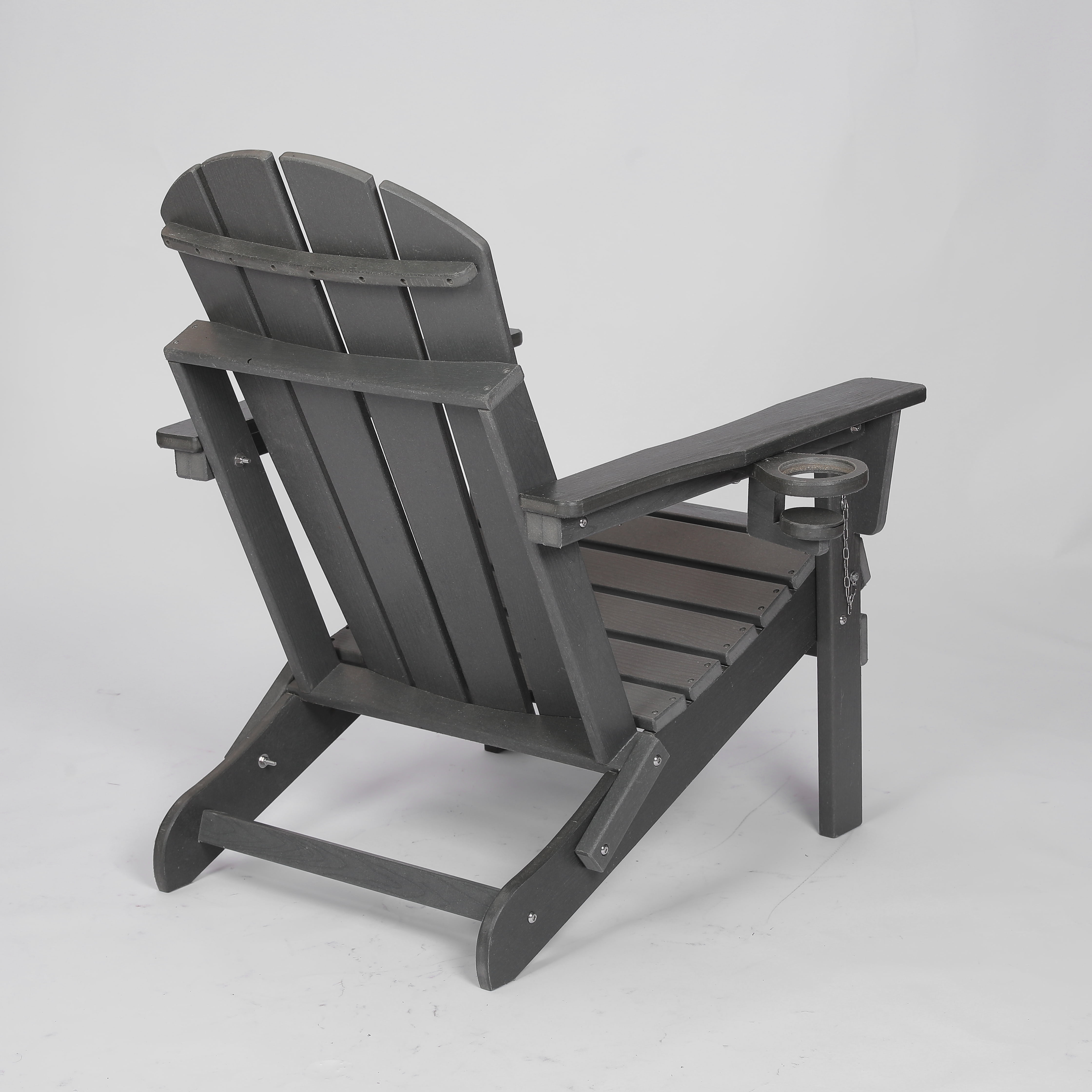 Adirondack Chair, Outdoor Chair, Folding Chair&nbsp;with Dual Cup Holder, HDPE Composite Folding Design and Wood Texture for Patio, Garden, Deck, Gray