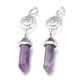thumbnail image 3 of Natural Amethyst Pointed Big Pendants Double Terminated Pointed with Platinum Plated Brass Findings Faceted Bullet 59~67x14~15mm Hole: 7x5mm Gemstone: 41~44x8mm, 3 of 3