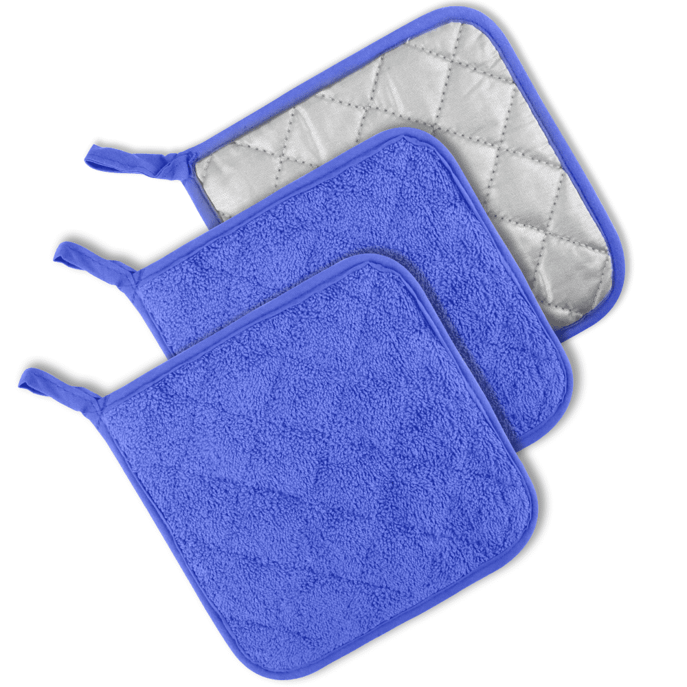 Muldale Blue Kitchen Towels and Pot Holder Sets - Blue Pot Holders for Kitchen - 5 Pack - Dish Towels and Pot Holder Sets - Soft and Absorbent 