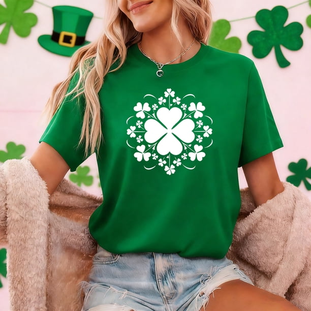 TaTaai Women's Novelty St. Patrick's Day Graphic Print Round Neck Short Sleeve Tees Casual Lightweight Fashion T-Shirts Soft Comfortable Tops for All Occasions Gift