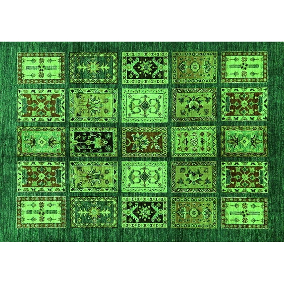 Ahgly Company Indoor Rectangle Abstract Green Modern Area Rugs, 2' x 4'