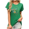 thumbnail image 3 of Hrsba Tops for Women,Summer Floral Print Crewneck Short Sleeve T Shirt Casual Loose Cut Ladies Blouse, 3 of 4