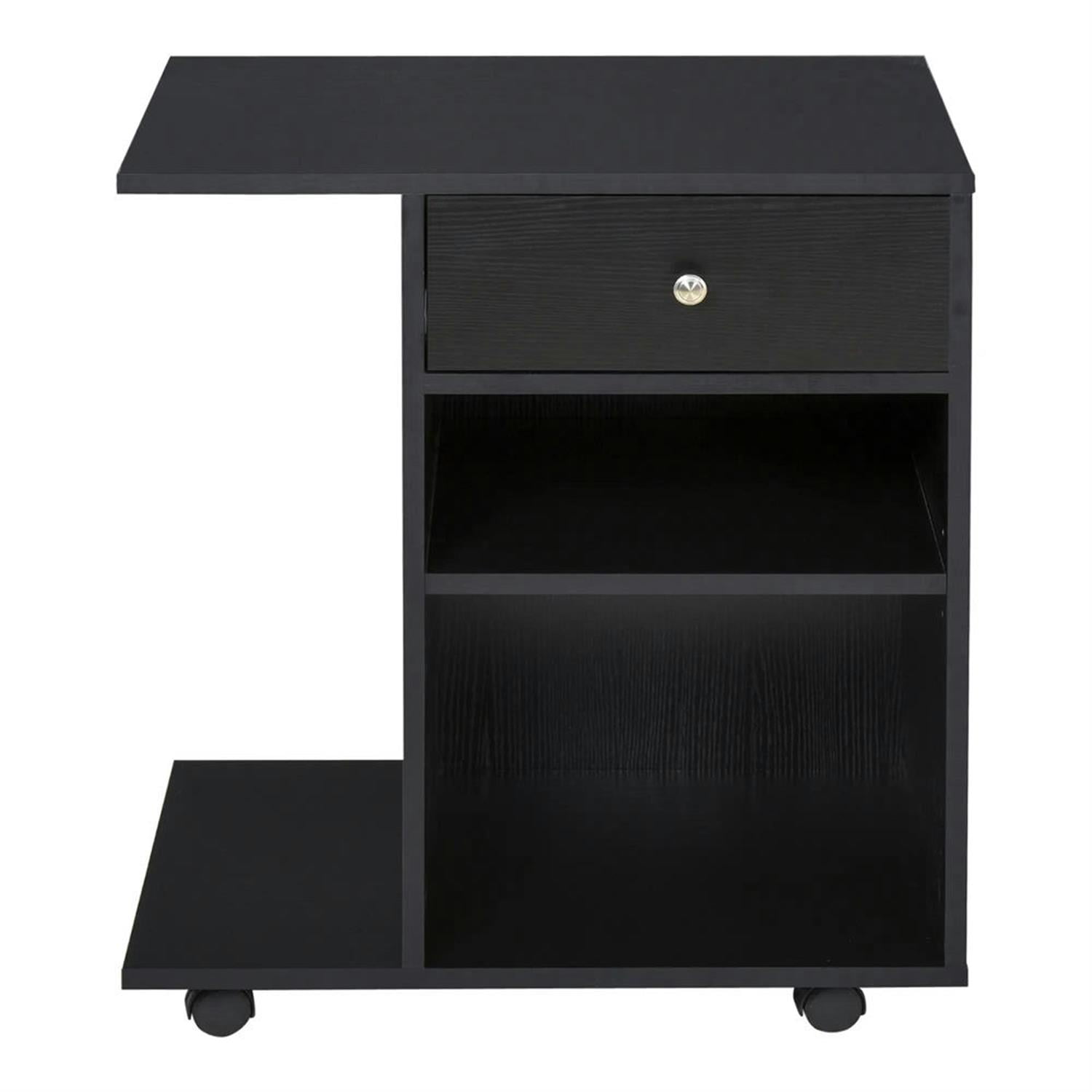 Demi Bonn Rolling Filing Cabinet with Castors, Adjustable Shelf, Drawer and CPU Stand, Modern File Cabinet for Home Office, Printer Stand, Black