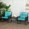 thumbnail image 2 of Outsunny 3 Pieces PE Rattan Rocking Chair Set, Outdoor Rocker Chair, Green, 2 of 9