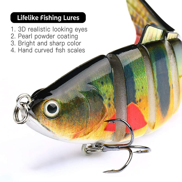 5pcs Fishing Lures for Bass Trout 3.7 inch Multi Jointed Swimbaits Slow Sinking Bionic Lifelike Swimming Bass Lures Freshwater Saltwater Bass Fishing