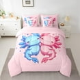 thumbnail image 2 of Manfei Ocean Animal Axolotl Bedding Comforter Set 7 Pieces,Cartoon Salamander Full Bedding Set,Pink Blue Fitted Sheet Flat Sheet For Girls Boys,Luxury Bedroom Decor Reversible, 2 of 8