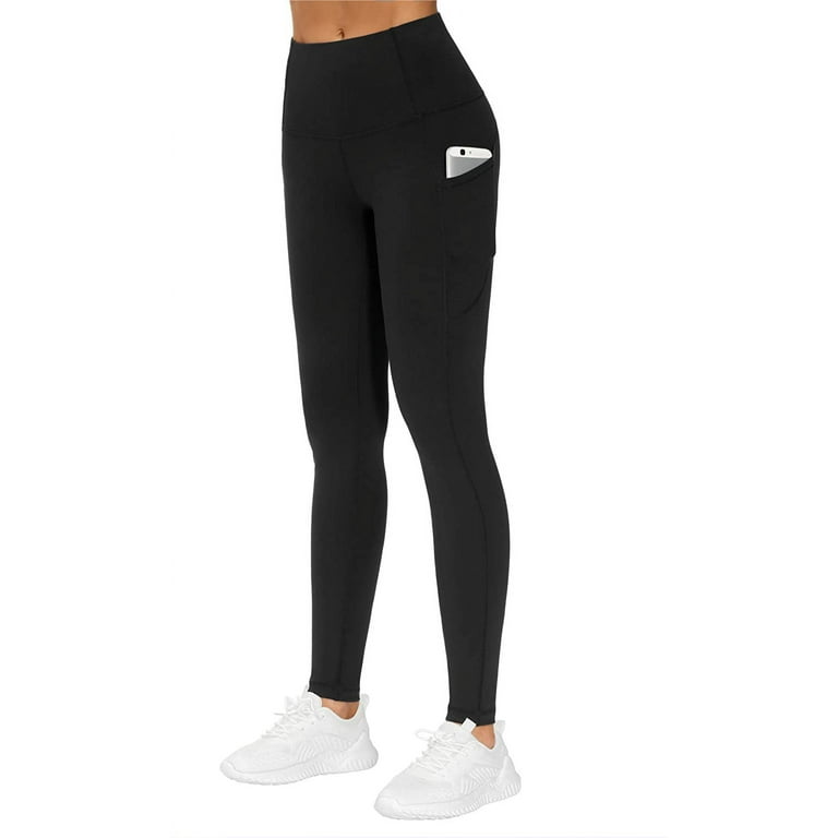  COOLOMG High Waist Yoga Pants with Pockets for Women Thick  Tummy Control Workout Gym Running Leggings Black : Clothing, Shoes & Jewelry