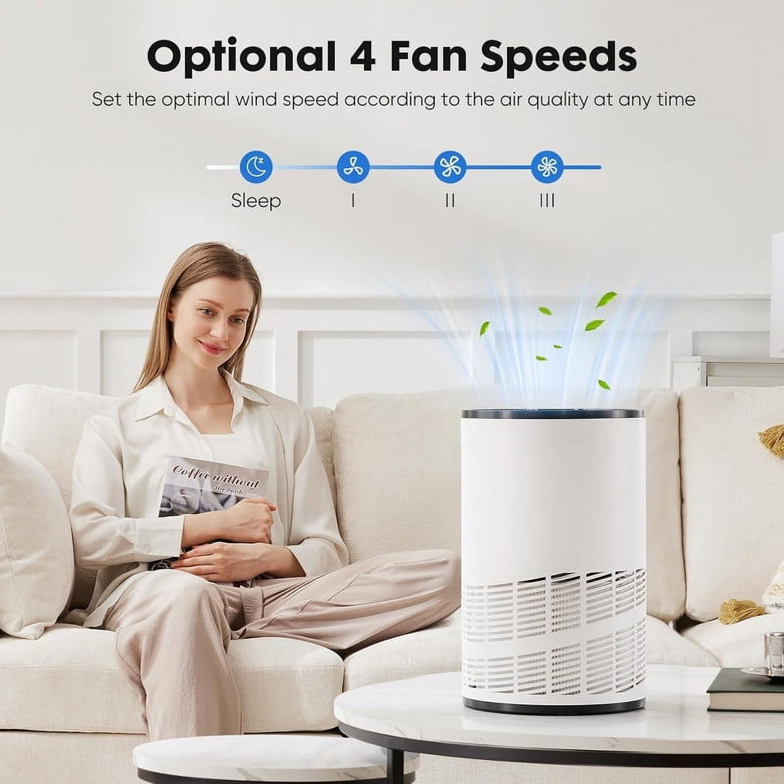 TINKLE WELL Home Air Purifier Filters, 3-in-1 Filter, True H13 HEPA Cleaner, 1200 ft² Coverage, Quiet Sleep Mode, Eliminates Odors, Smoke, Dust & Pet Dander, Ideal for Large Rooms