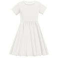 thumbnail image 4 of HomeGardon Girls Dress,Toddler Dress for Girls 2025 Toddler Kids Girls Cute Solid Color Print Short Sleeve Stretchy Dress A Line Dress,120-170, 4 of 9