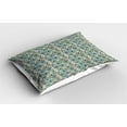 thumbnail image 2 of Ambesonne Floral Pillow Sham 2 Pack, 2 Colored Flower Drawing, 36"x20", Pale Teal Pale Brown, 2 of 3