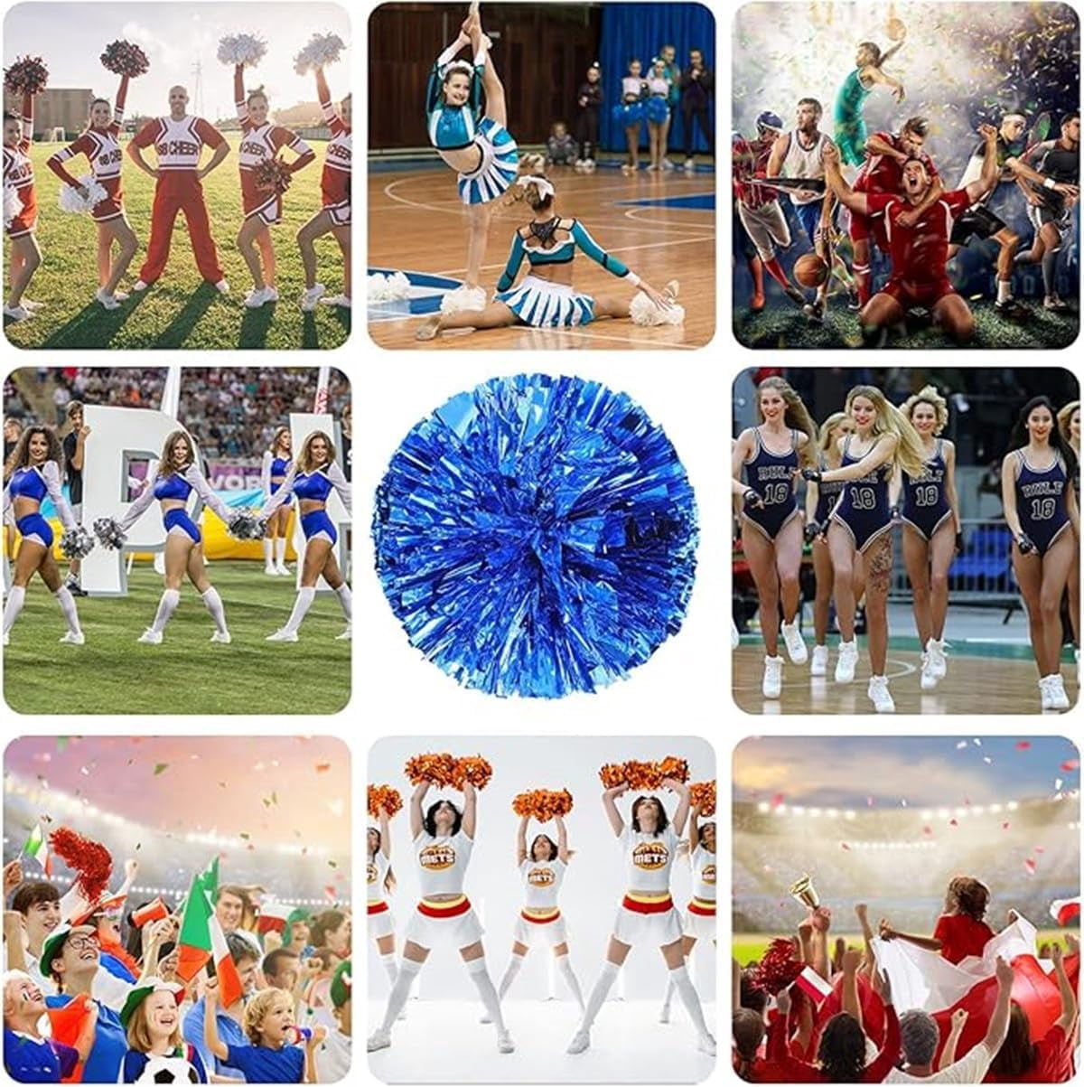 EONQY Plastic Cheerleading Poms, 4Pcs Super Cute Cheerleading pom poms Cheer Dance Pom Pom for Game, Sports, Aerobics
