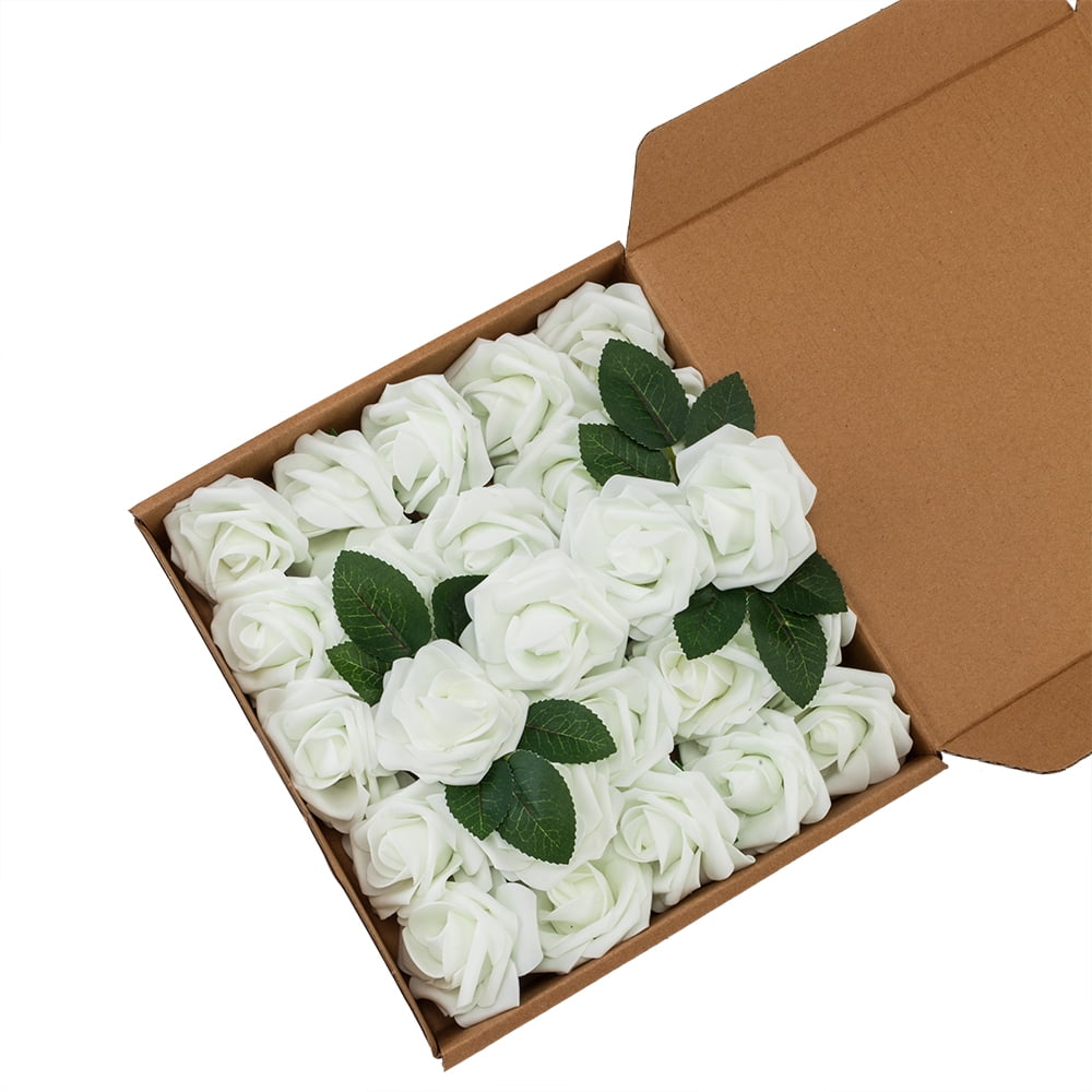 25pcs 7cm Artificial Flower Foam Rose for Wedding Bouquets DIY Home Party Decor