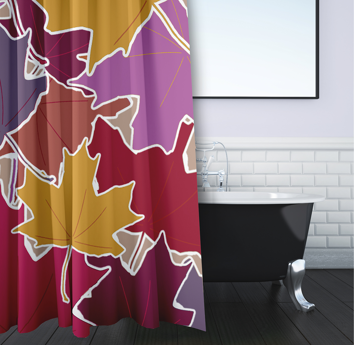 Simply Daisy 70" W x 73" L Leaf Pile Polyester Shower Curtain, Larkspur [1 Ct]