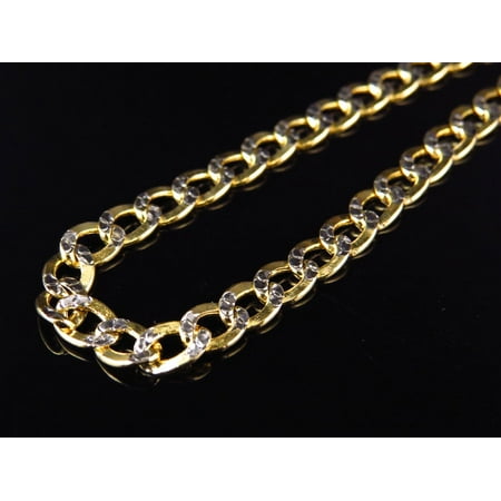 Diamond Cut Hollow Curb Cuban Link Chain 10K Yellow Gold 5.5MM 16"-26"-28"