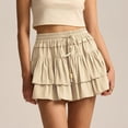 thumbnail image 6 of larppty Shorts for Women Ruffle Skorts Tiered Teen Girls Country Concert Outfits Golf Tennis Skort Under Sweater Skirt（Beige， S）, 6 of 6