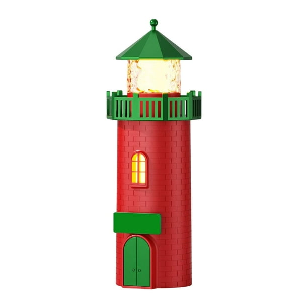 Lámpara de mesa con forma de faro y altavoz Bluetooth, ideal para la decoración de la habitación de los niños. Rojo Verde