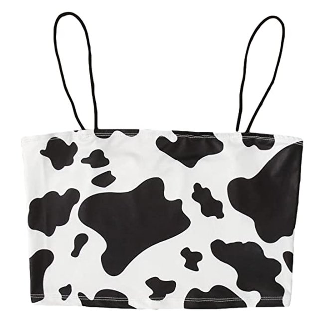 Chaleco sin mangas con estampado de vaca de un hombro para mujer, blusa sin mangas, camisola, camisetas sin mangas Pompotops lopia990377