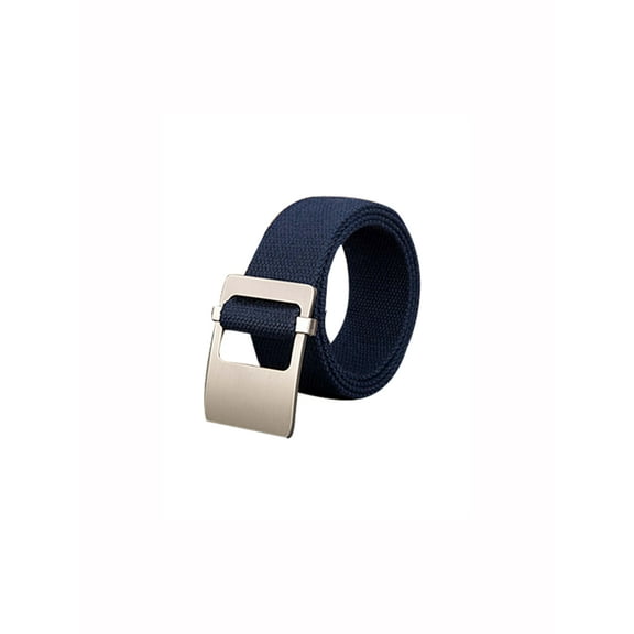 INSPIRE CHIC Unisex Canvas Web Belt with Metal Slide Buckle Width 1 1/2" Navy Blue - Flat Buckle