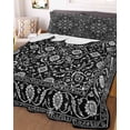 thumbnail image 3 of Quilts Twin-XL Size Bedding Set, Black Paisley Boho Lightweight Quilted Comforter, Abstract Art Floral Aesthetic Soft Reversible Bedspread Coverlet with Pillow Covers for All Season, 68" x 98", 3 of 7