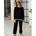 thumbnail image 3 of Women's 2 Piece Sweater Sets Outfits Long Sleeve Knit Pullover Tops Wide Leg Pants Lounge Sets Tracksuits, 3 of 9