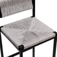 thumbnail image 6 of Modern Bar Stools 2 Piece Set with Footrest, Counter Height Bar Seat with Handmade Paper Rope Crafted Backrest and Cushion, Farmhouse Style Design for Kitchen Island, Bar and Counter, Grey, 6 of 9