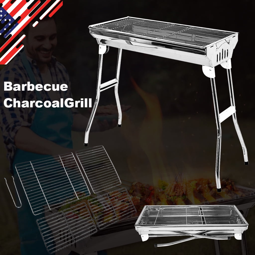 Kimloog Foldable Barbecue Charcoal Grill Stove BBQ Patio Camping Shish