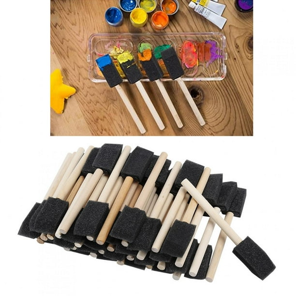 Pinceau en mousse éponge avec manche en bois, outil de peinture artistique  pour enfants, jouet de