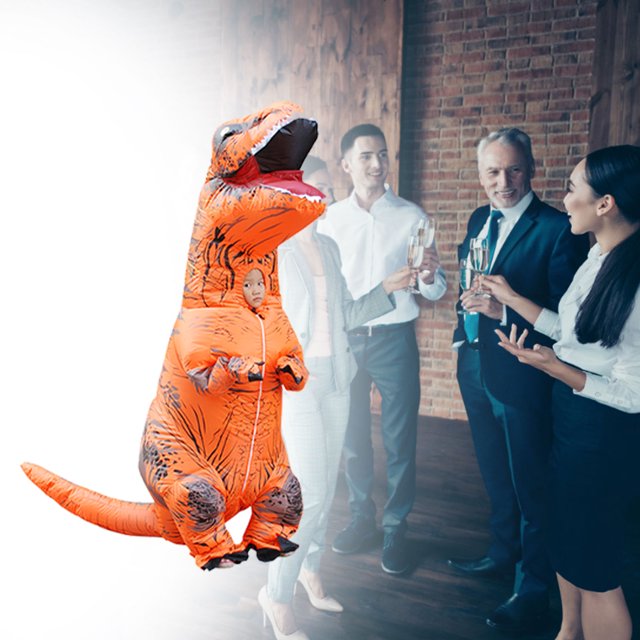 Inflatable Dinosaur Costume, Lightweight Wear Comfortably T Rex Inflatable Costume for Orange Adult Style 150-190cm