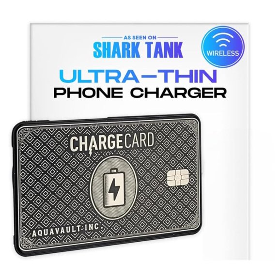 Cargador de Teléfono Portátil AquaVault ChargeCard Negro Compacto y Rápido