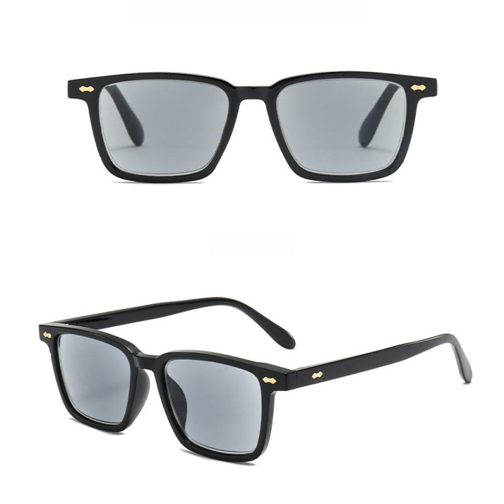 Men's Tinted Grey Reading Glasses Women's Square Classic Black Readers Sunglasses UV400 +1.00