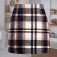 thumbnail image 2 of Lhpant Women's Mini Skirts 2026 Fall Winter Wool High Waisted Bodycon Plaid Pencil Skirts Casual Trendy A Line Stretch Skirt Brown L, 2 of 3