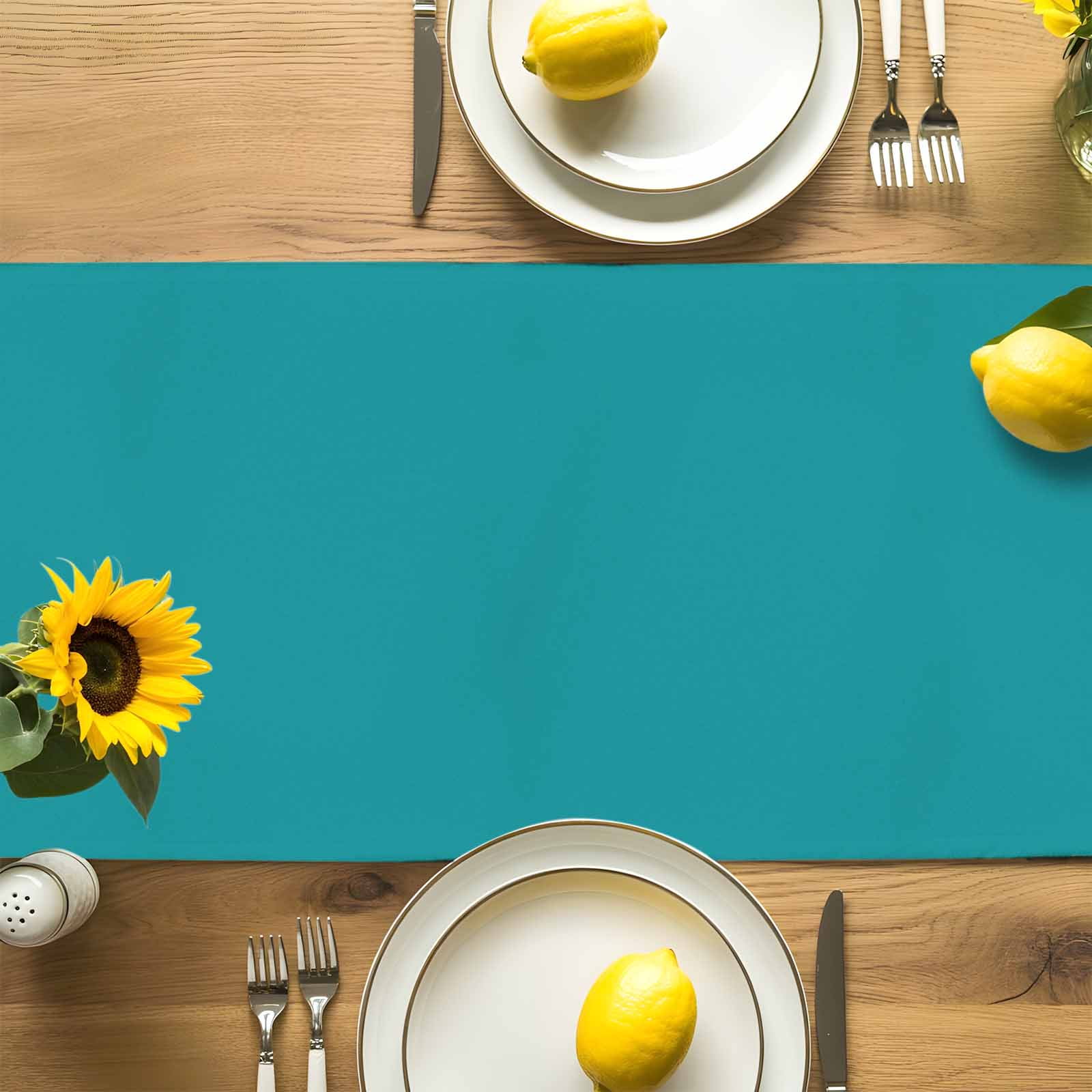 Teal Cotton Linen Table Runner for Dining Kitchen, Turquoise Pure Teal Wedding Outdoor Party Tablerunners Decoration, Dresser Scarf Coffee Tablecloth Runners 13x70 Inches