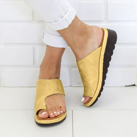 

Gyouwnll Dearfoams Slippers For Women Fashion Flats Fluorescent Color Open Toe Beach Shoe Roman Slippers Sandal