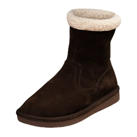 Siilsaa Snow Boots for Women Womens Snow Boots Winter Warm Booties Lined Anti-Slip Ankle Boots Outdoor Slip on Waterproof Booties Comfortable Warm Shoes Black 7.5