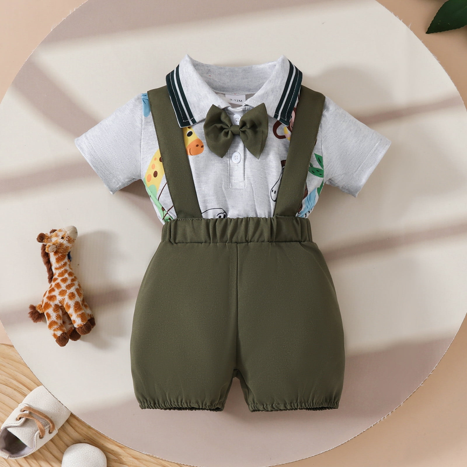 Infant Gentleman Outfit Set Dress Shirt Suspender Toddler Easter