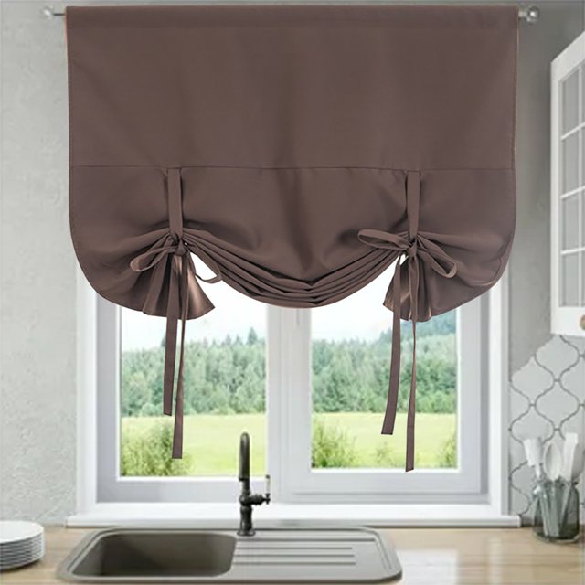 HLONK Contemporary White Solid Print Kitchen Curtains 30 x 46 In